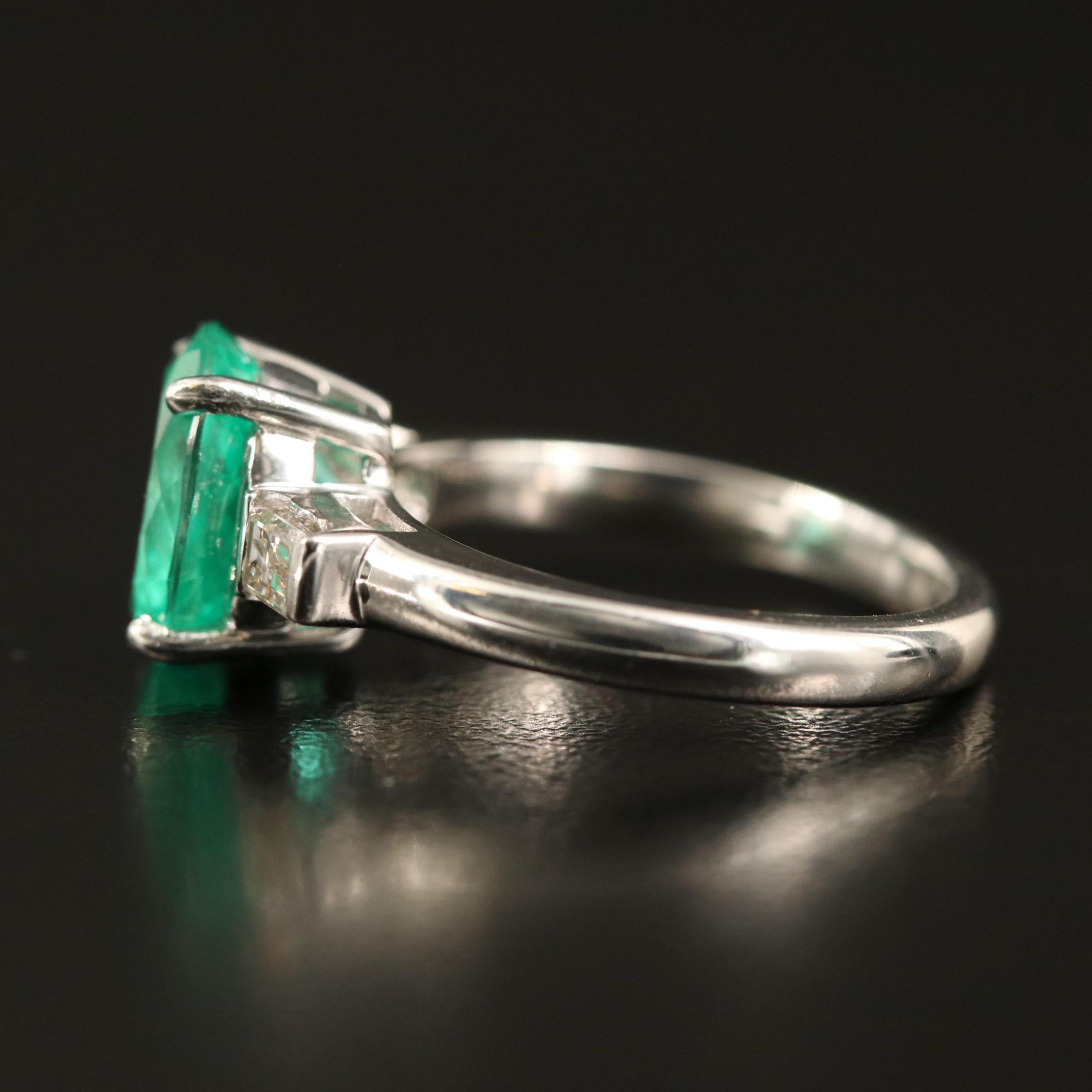 For Sale:  3 Carat Natural Colombian Emerald Engagement Ring, Minimal Emerald Wedding Ring 4