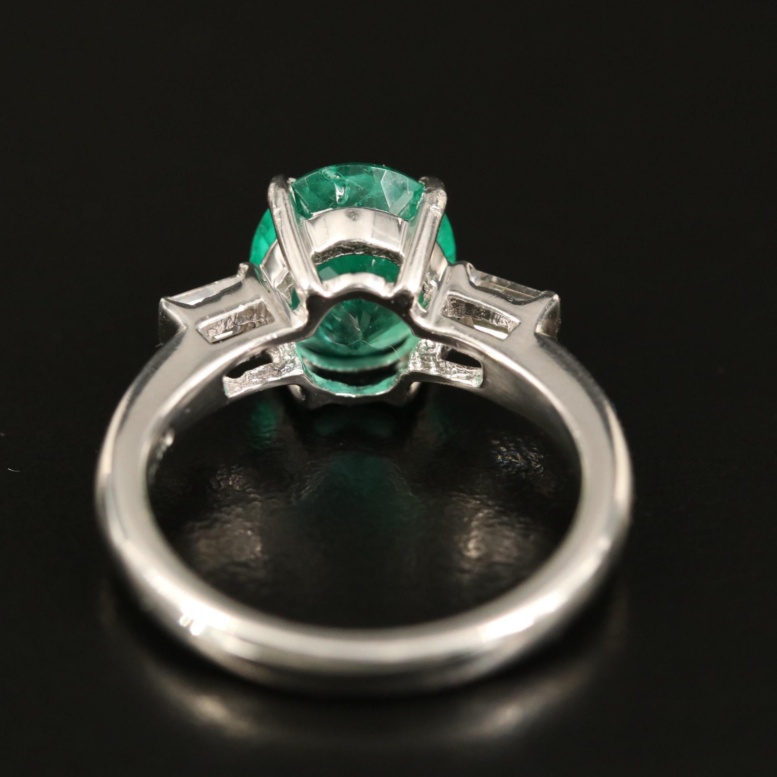For Sale:  3 Carat Natural Colombian Emerald Engagement Ring, Minimal Emerald Wedding Ring 5