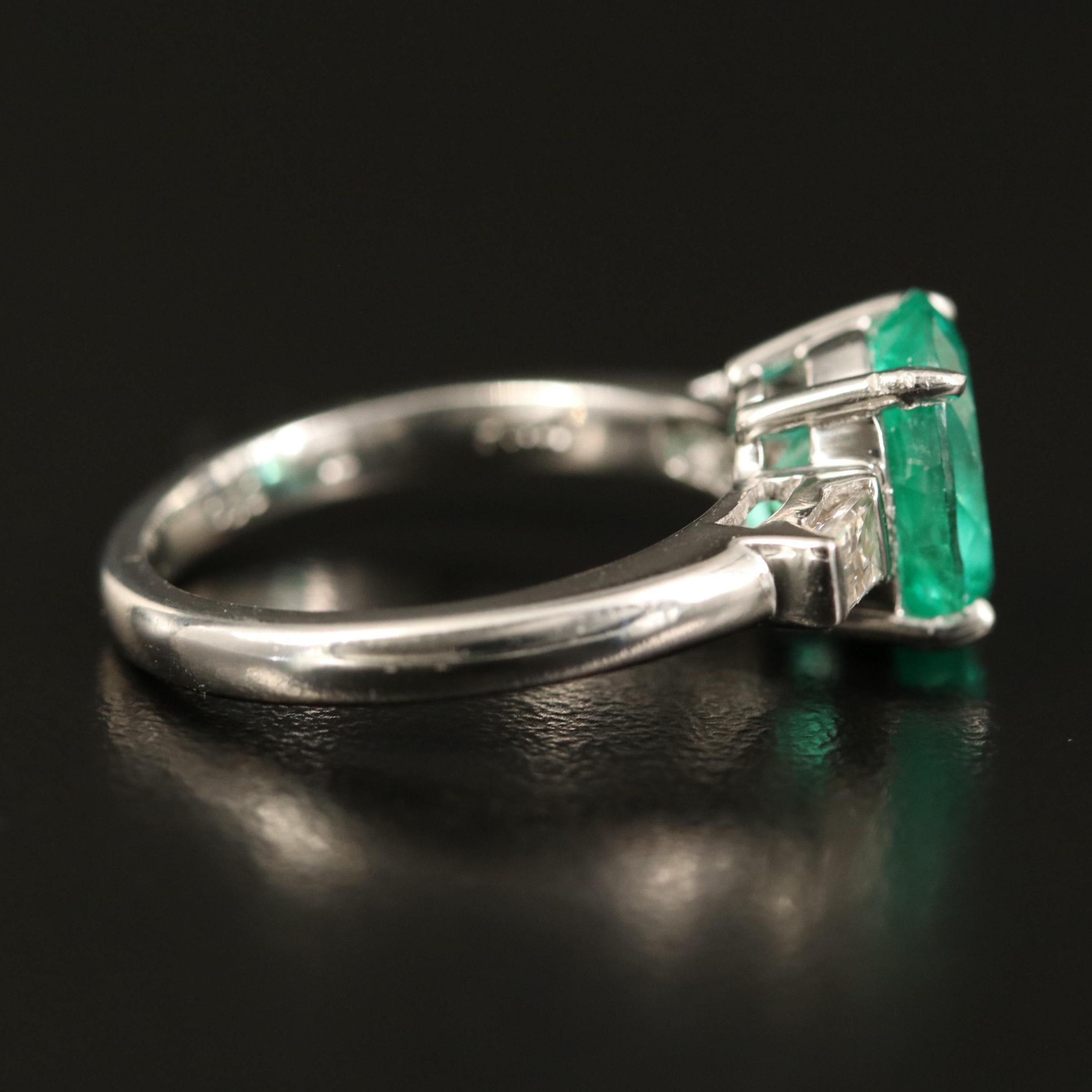 For Sale:  3 Carat Natural Colombian Emerald Engagement Ring, Minimal Emerald Wedding Ring 6