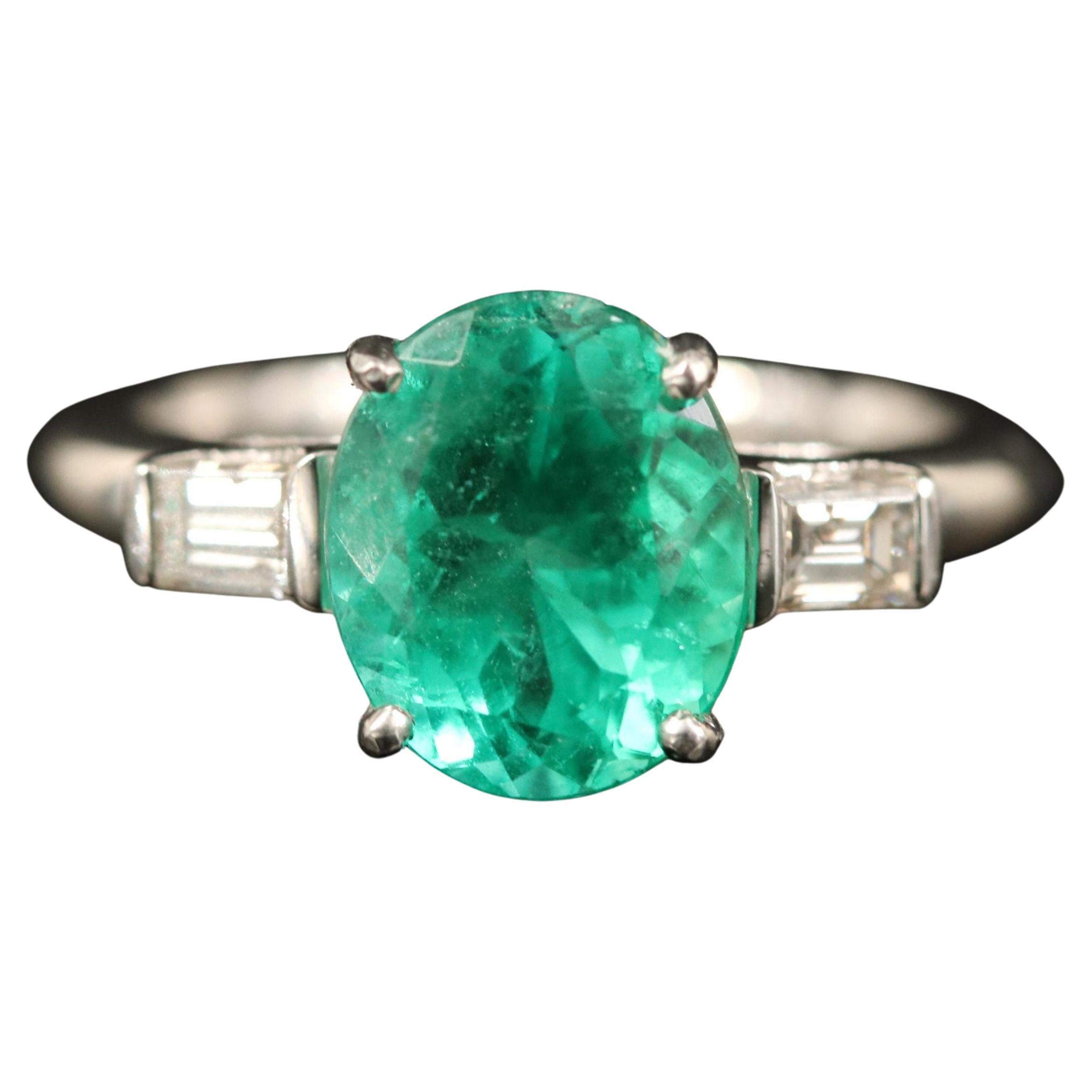 3 Carat Natural Colombian Emerald Engagement Ring, Minimal Emerald Wedding Ring