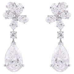 Pendientes Colgantes de Diamantes Naturales de 3 Quilates y Oro Blanco de 18k