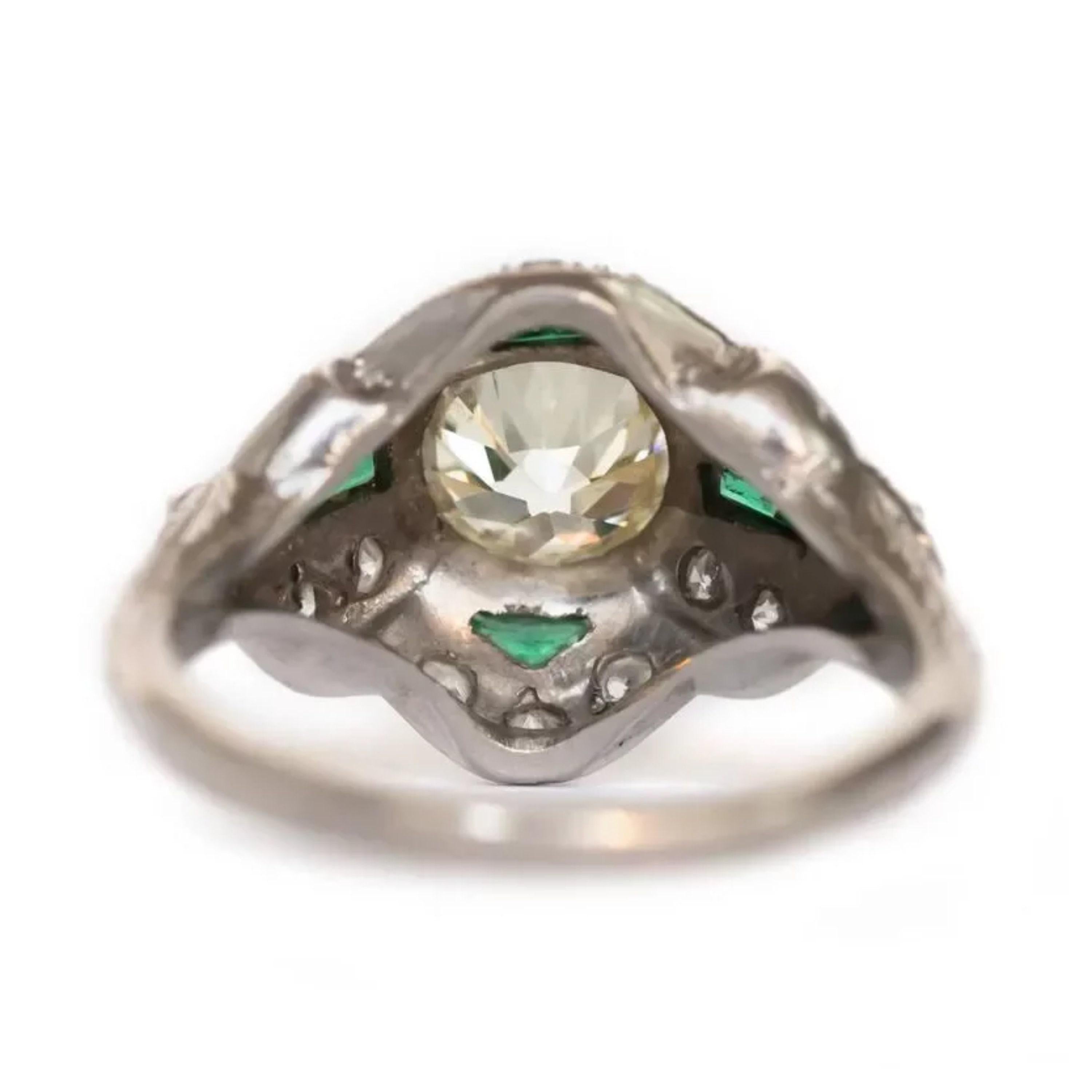 For Sale:  3 Carat Natural Diamond Emerald Engagement Ring, Vintage Diamond Wedding Band 3