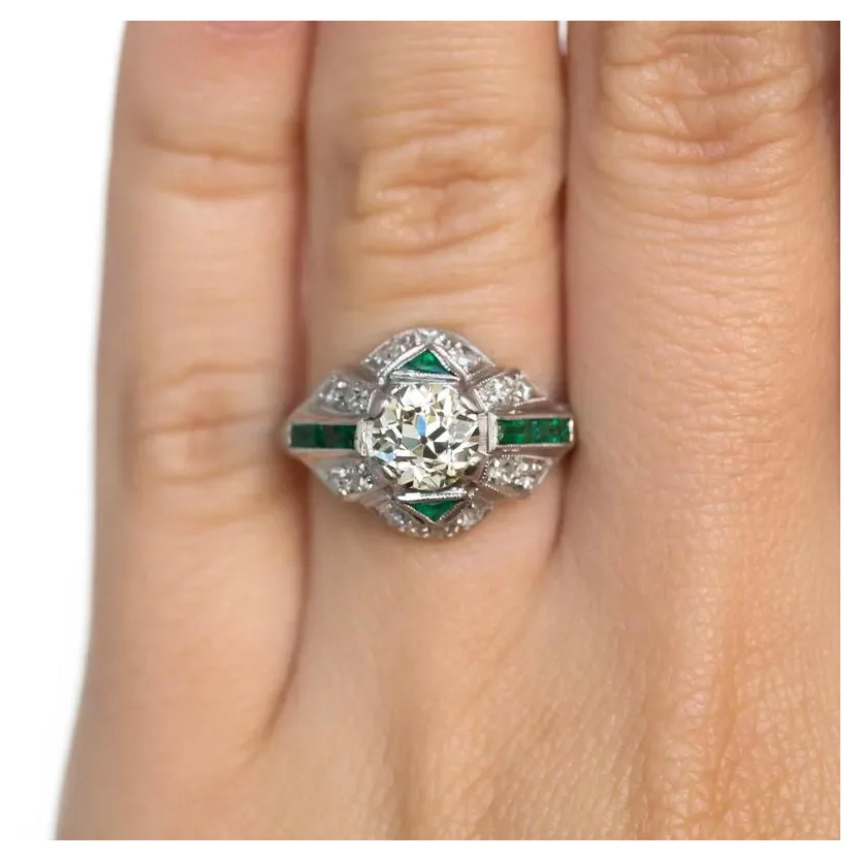 For Sale:  3 Carat Natural Diamond Emerald Engagement Ring, Vintage Diamond Wedding Band 5