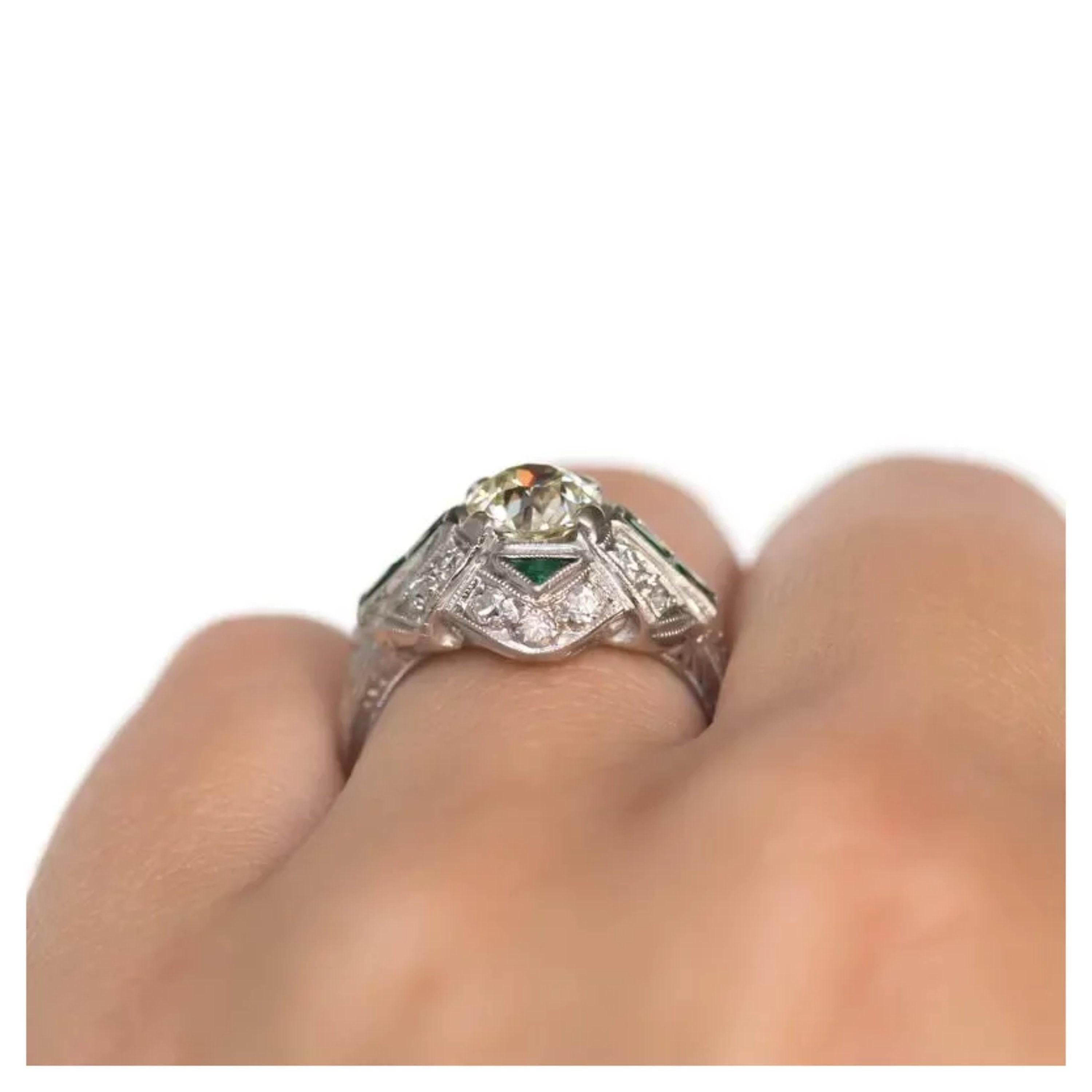 For Sale:  3 Carat Natural Diamond Emerald Engagement Ring, Vintage Diamond Wedding Band 6