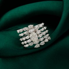 3 Carat Natural Diamond Statement Ring in 18K White Gold Multi Row Design