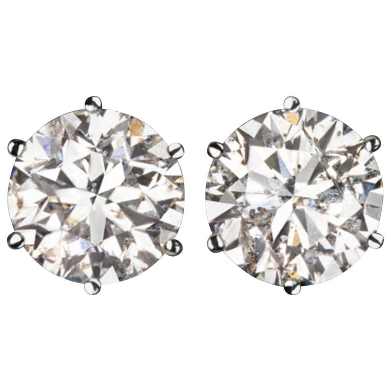 3.50 Carat Natural Diamond Stud Earrings For Sale at 1stDibs