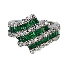 3 Carat Natural Emerald Carre Diamond Cocktail Ring 18 Karat