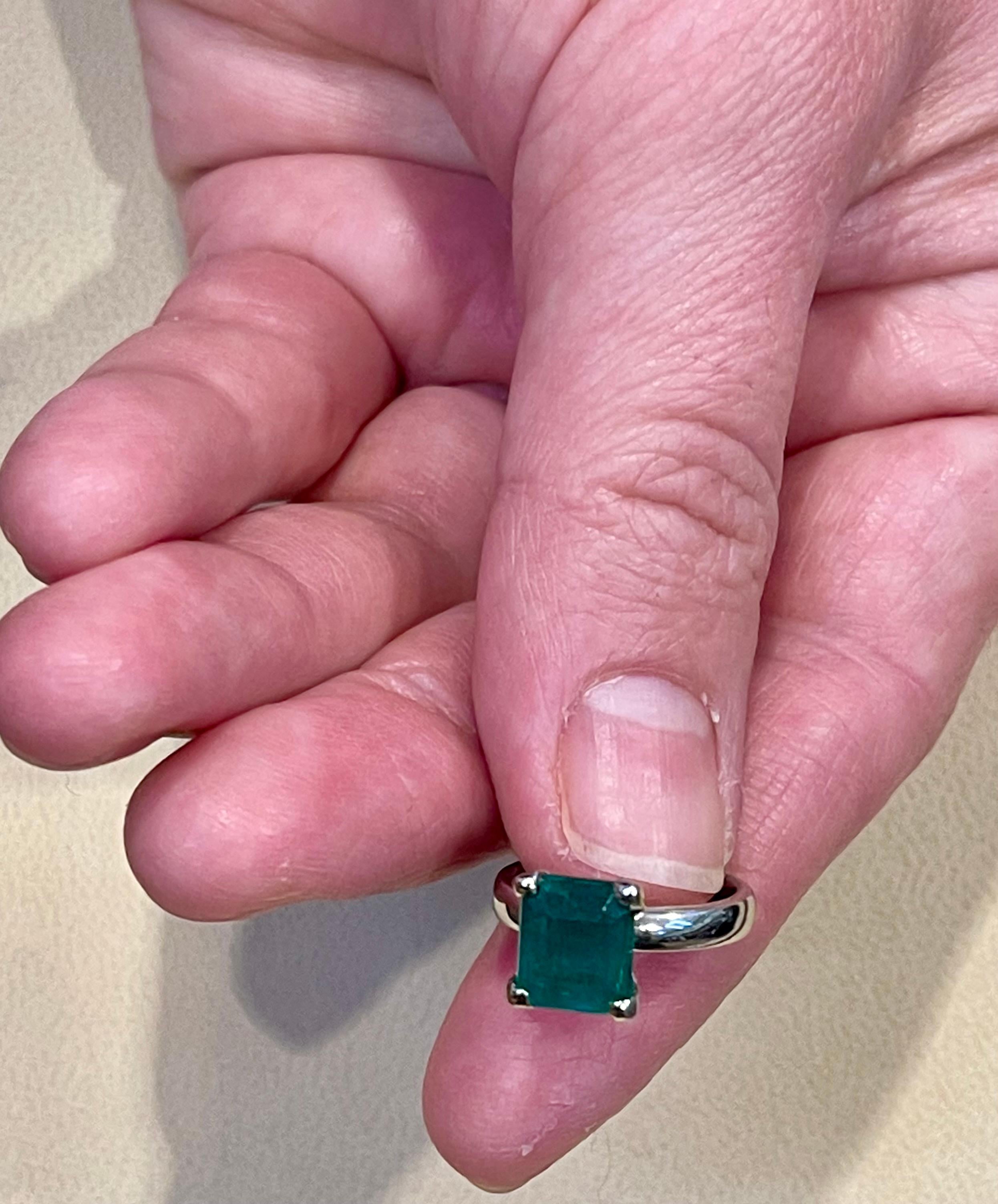 3 Carat Natural Emerald Cut Emerald Ring in Platinum 5