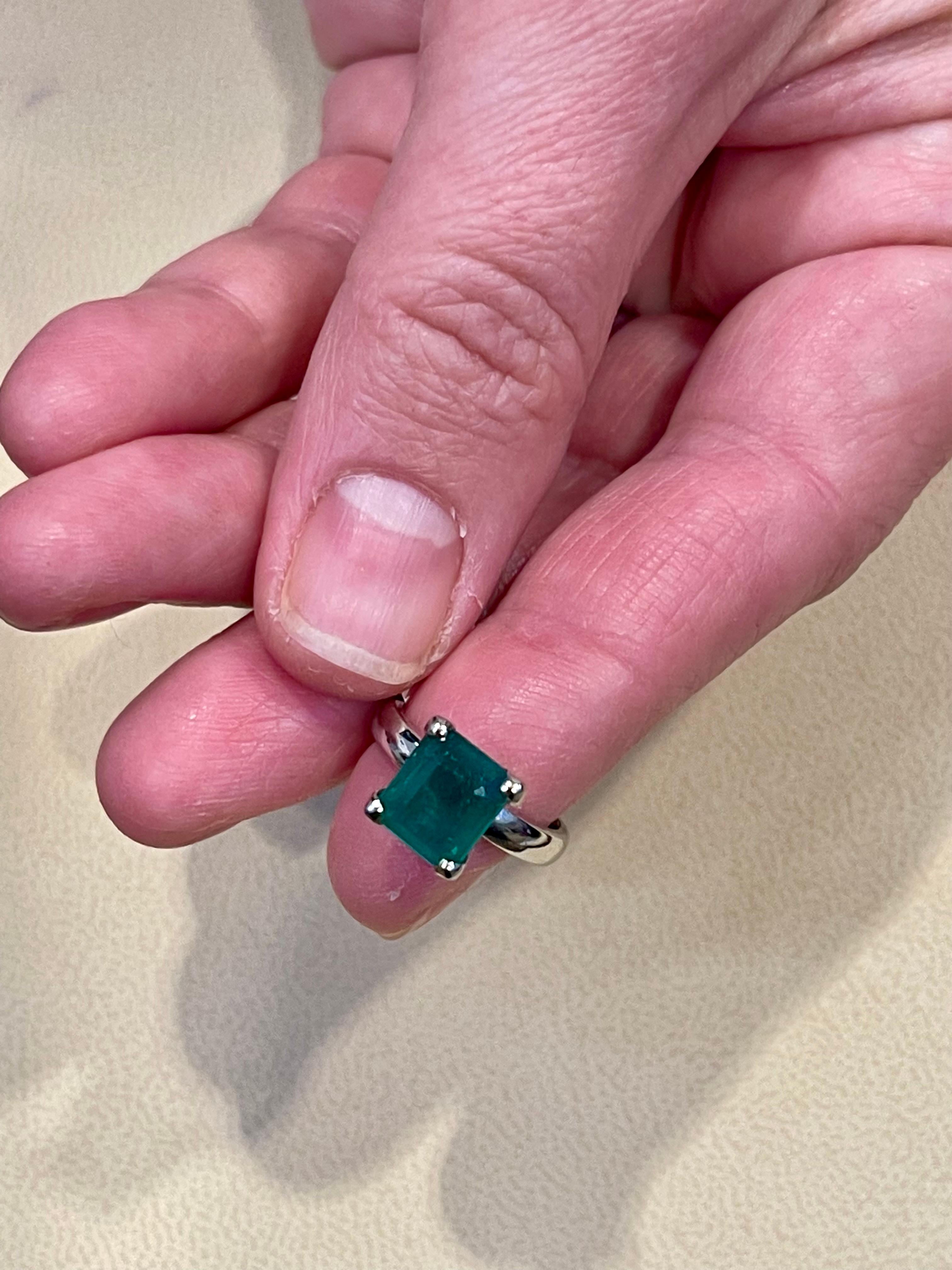 3 Carat Natural Emerald Cut Emerald Ring in Platinum 12