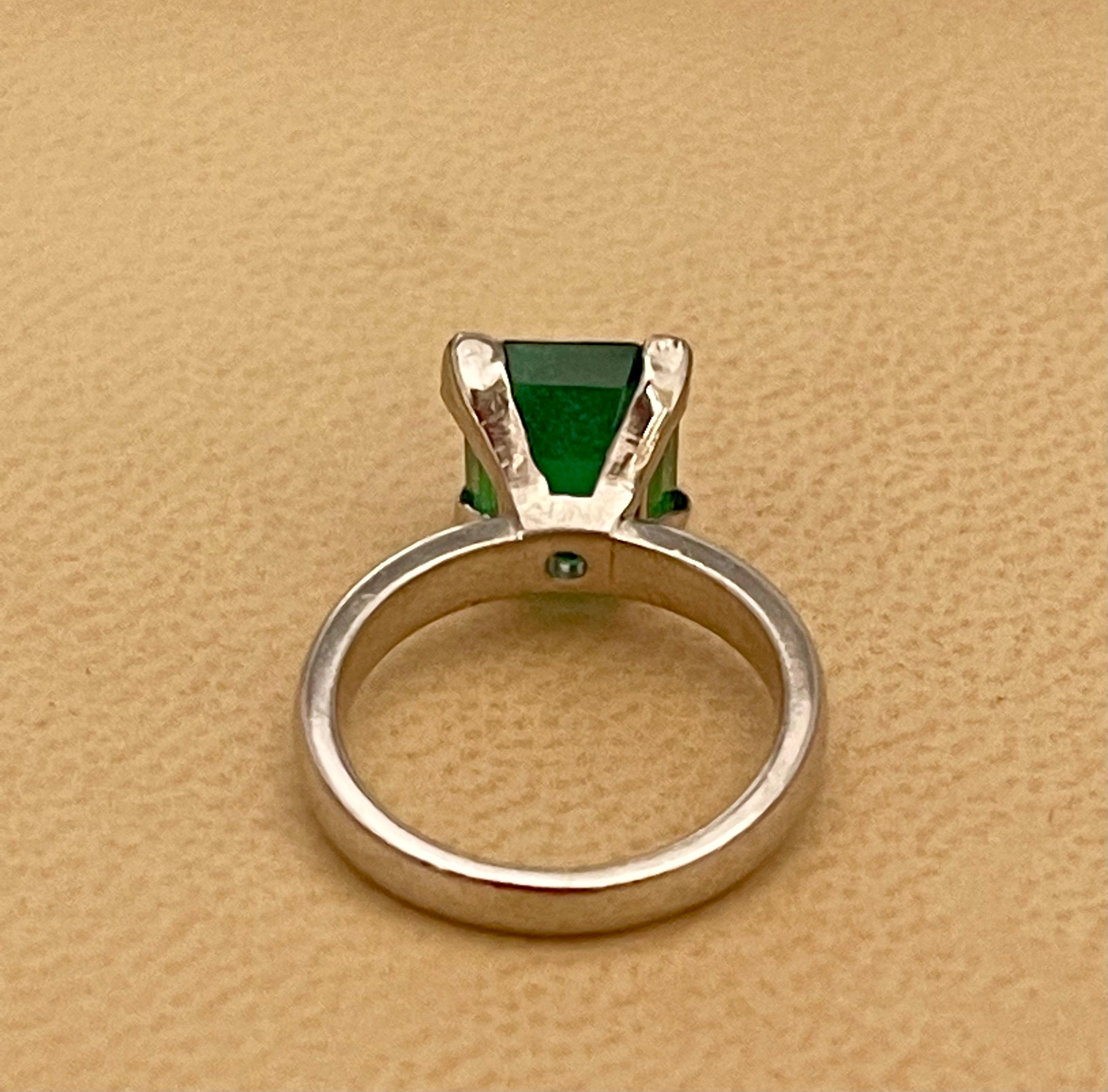 3 Carat Natural Emerald Cut Emerald Ring in Platinum 4