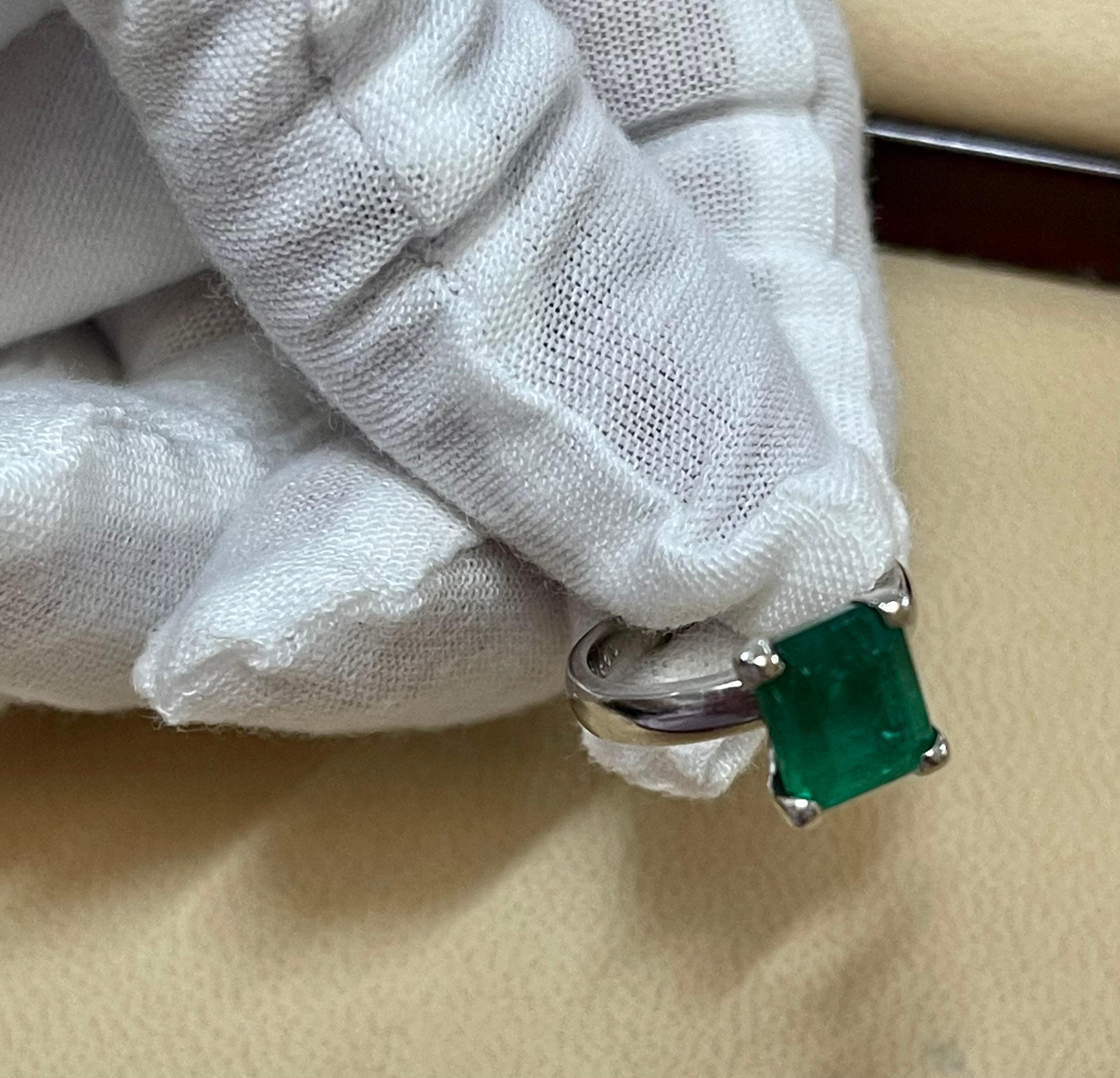 3 Carat Natural Emerald Cut Emerald Ring in Platinum 9