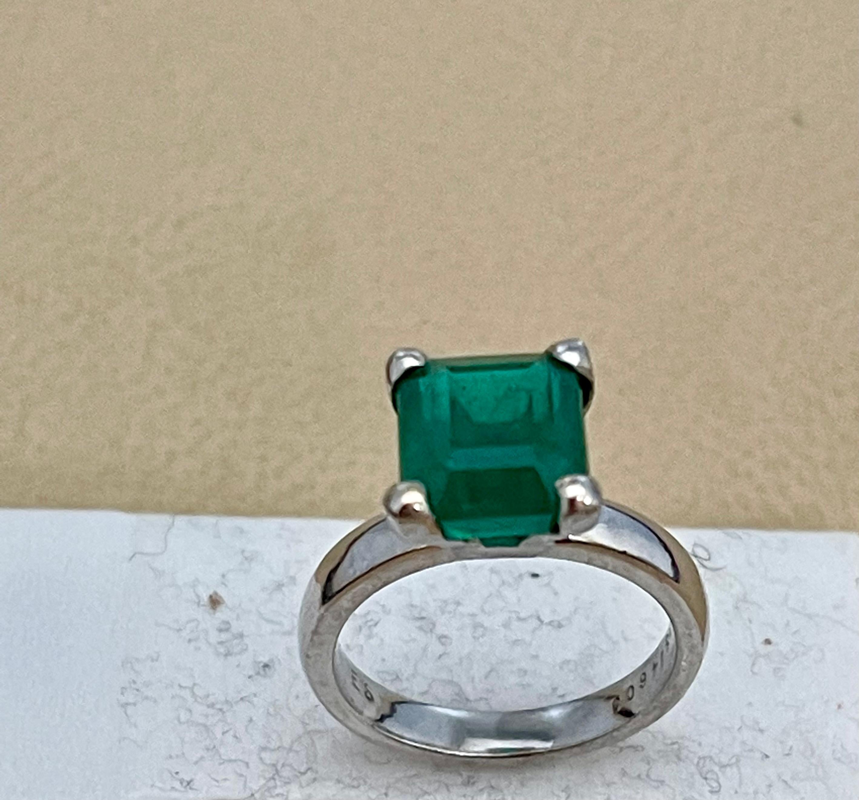 3 Carat Natural Emerald Cut Emerald Ring in Platinum 1
