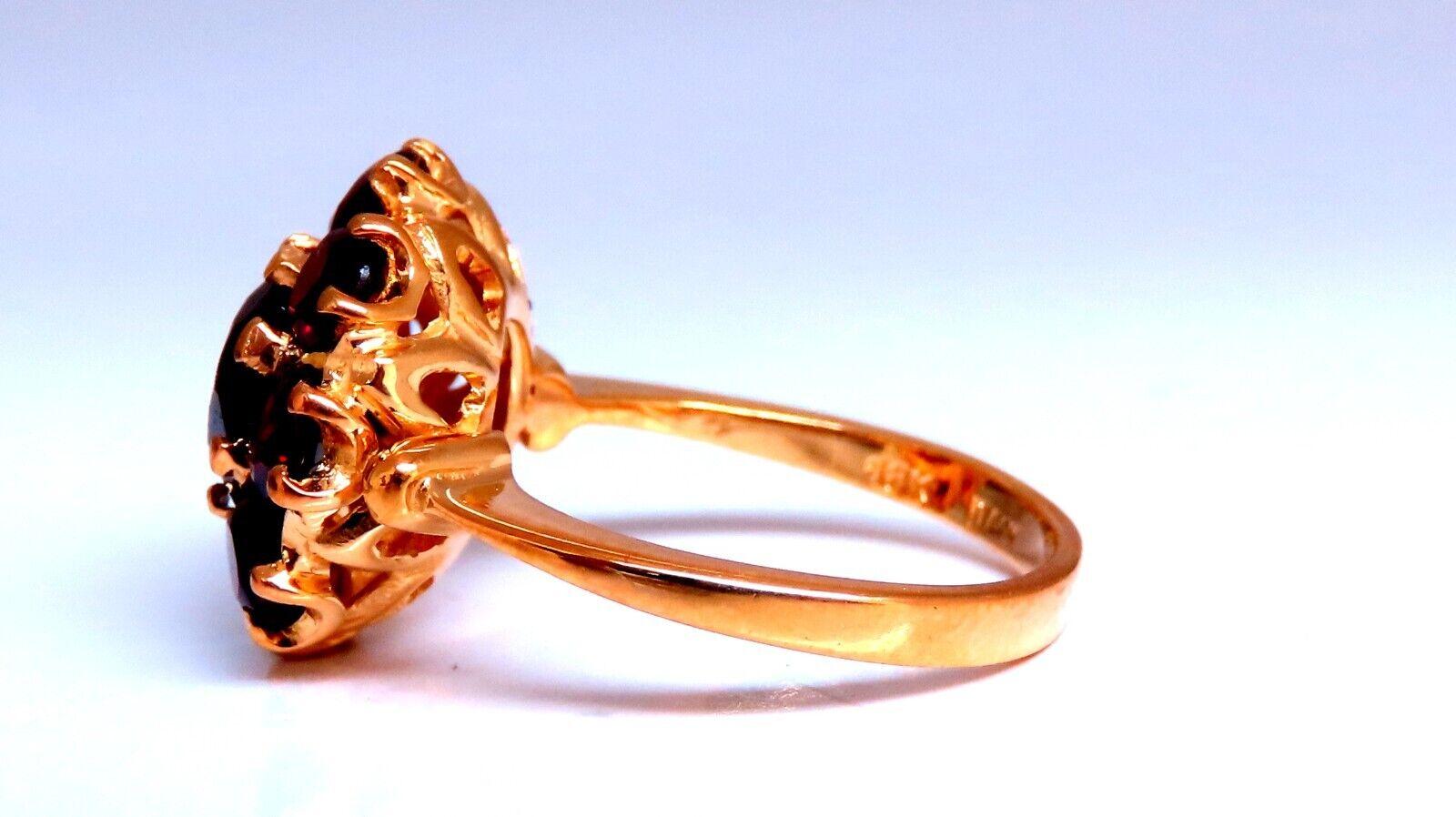 Round Cut 3 carat natural garnets clover ring 18kt yellow gold