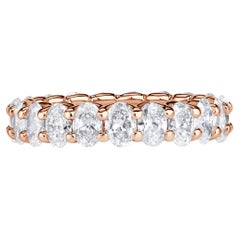 Banda Ovalada 3 Quilates Blanco Brillante Oro Rosa 18K Alta Joyería Cotidiana de la Realeza