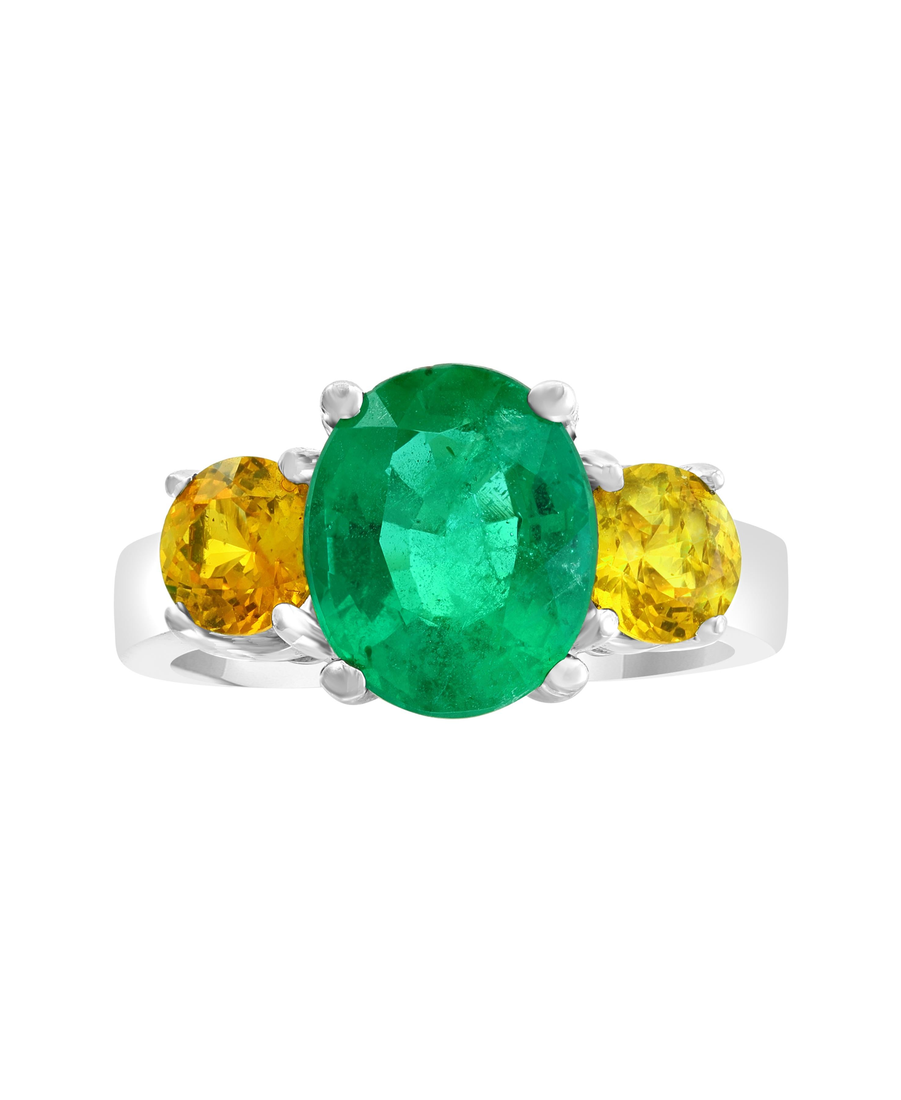 This classic Cocktail ring is a true gem in every sense of the word. It features a stunning 3 Carat Colombian Emerald that is set in 18 karst White gold. The estate ring is one of our finest pieces, with no color enhancement to ensure that the