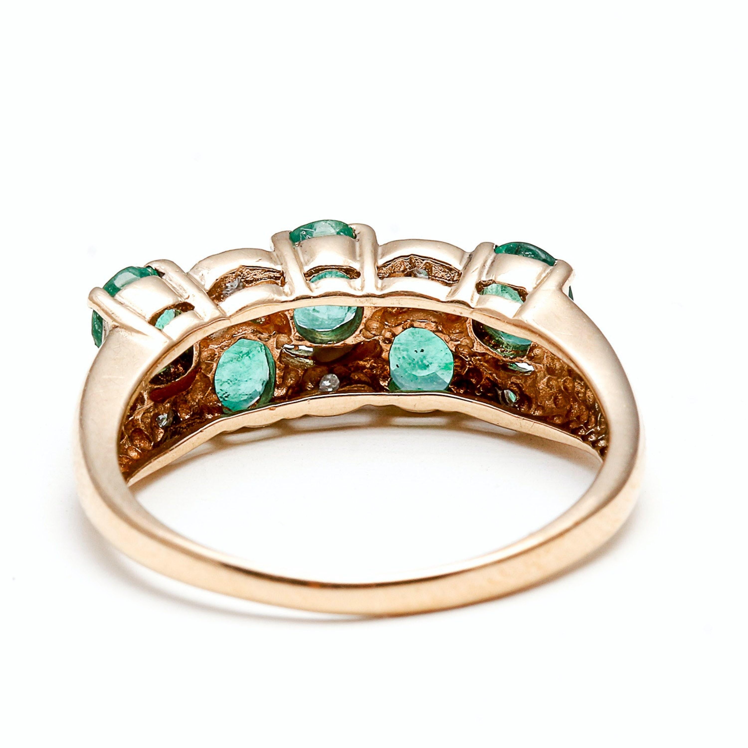 For Sale:  3 Carat Oval Cut Colombian Emerald Diamond Wedding Band, Diamond Promise Ring 3