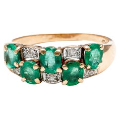 3 Carat Oval Cut Colombian Emerald Diamond Wedding Band, Diamond Promise Ring
