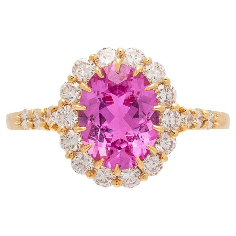 Customizable 3 Carat Oval Cut Pink Sapphire Engagement Ring, Art Deco