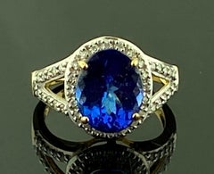 3 Carat Oval Cut Tanzanite & Diamond Ring