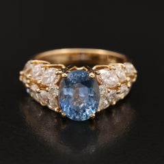 3 Carat Oval Cut Natural Sapphire Engagement Ring, Sapphire Diamond Wedding Ring