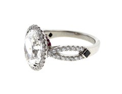 3 Carat Oval Diamond Engagement Ring with Twisted Shank, Platinum 'GIA'