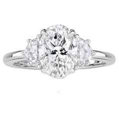 3 Carat Oval Diamond Ring Brilliant White 14K Gold Modern Nobility Heirloom