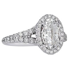 3 Carat Oval Diamond Ring Brilliant White 14K White Gold Modern Nobility