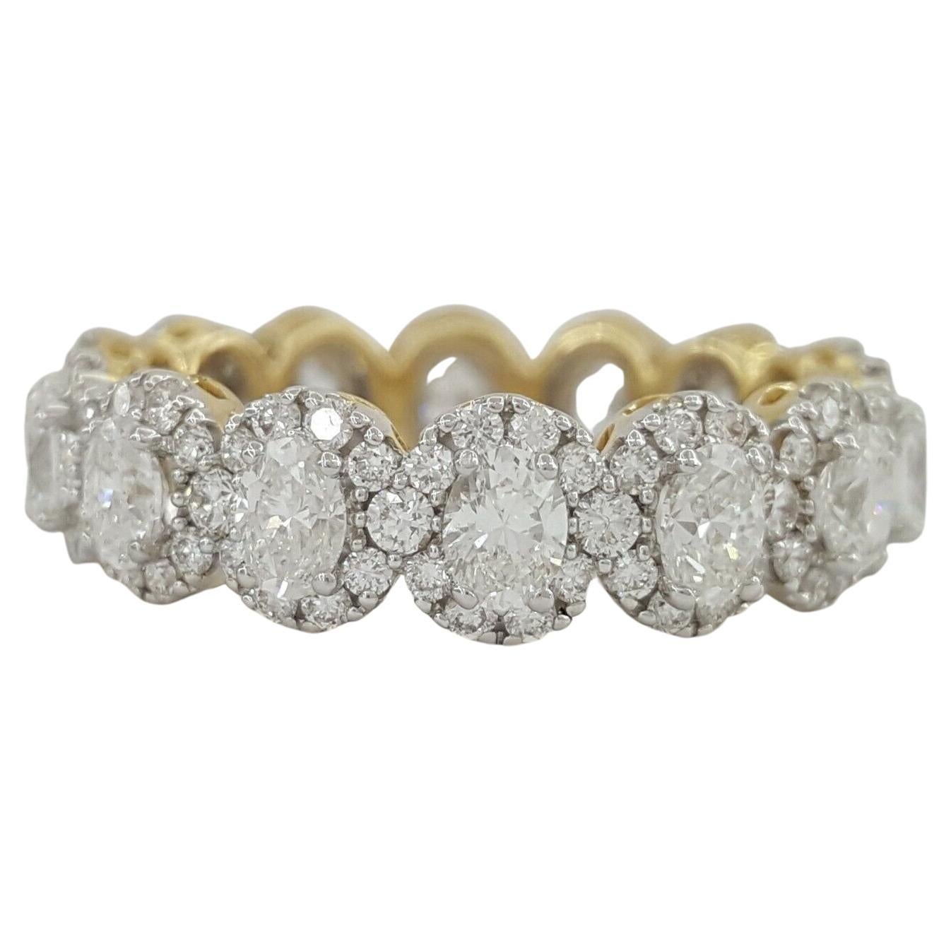 3 Carat Oval Halo Eternity Band Ring For Sale