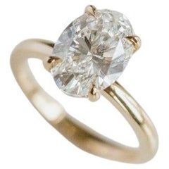 3 Carat Oval Statement Brilliant White 14K  Gold Everyday Royalty Diamond Ring