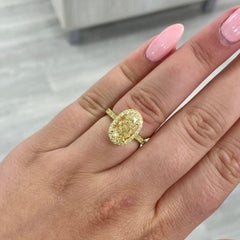 3 Carat Oval Statement Fancy Yellow 14K White Gold Rare Fancy-Color Splendour