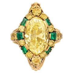 3 Carat Oval Statement Fancy Yellow  Rare Fancy-Color Splendour  Diamond Ring