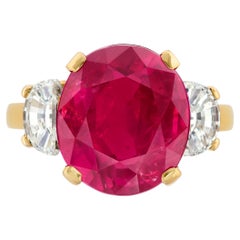 3 Carat Oval Statement Ruby Red 14K White Gold Modern Nobility Modern Classic