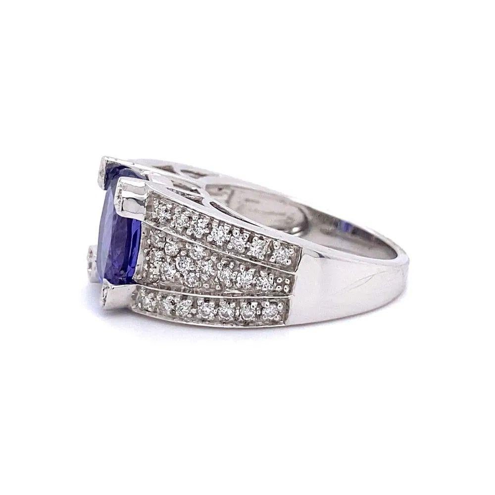 Women's 3 Carat Oval Tanzanite and Diamond Gold Statement Cocktail Ring For Sale