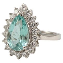 3 Carat Paraiba Tourmaline and 1 Carat Diamond Cocktail Ring