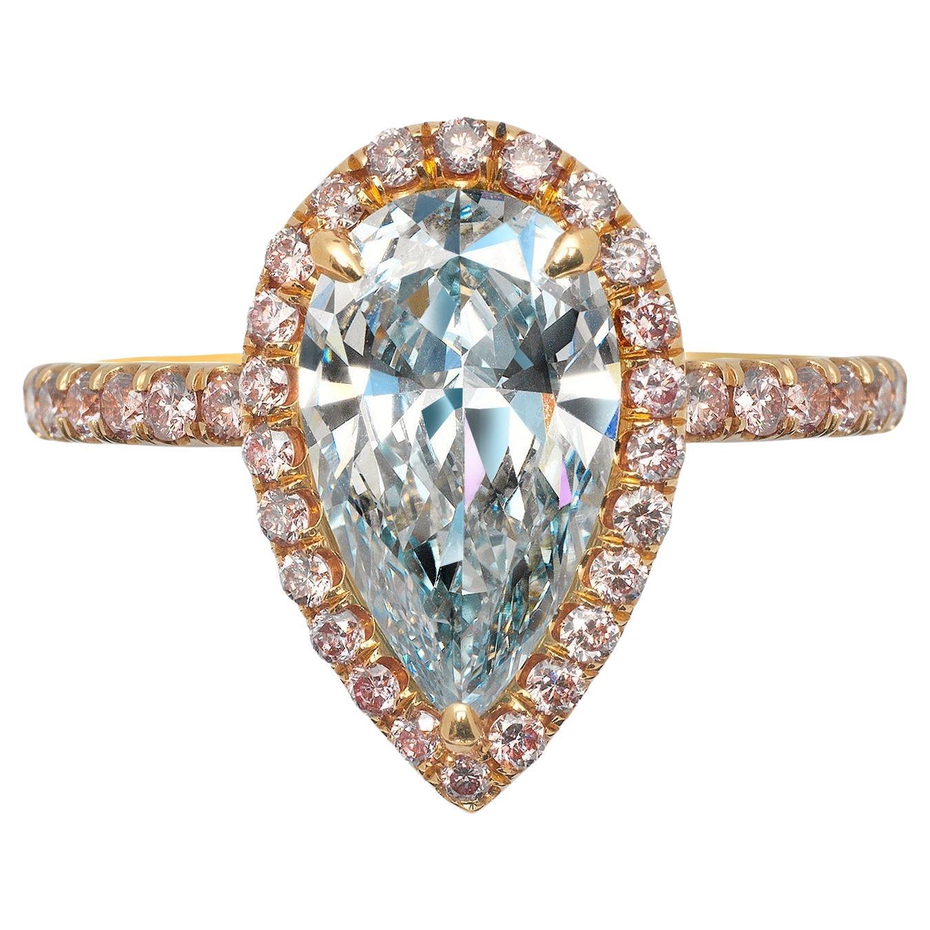 3 Carat Pear Cut Diamond Engagement Ring GIA Certified FIGB VSS1 For Sale