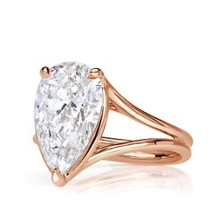 3 Carat Pear Diamond Ring Brilliant White 14K Gold Modern Nobility Signature