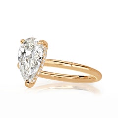 3 Carat Pear Diamond Ring Brilliant White 14K White Gold Everyday Royalty