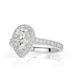 3 Quilates Anillo Diamante Pera Blanco Brillante Oro Blanco 14K Realeza Cotidiana