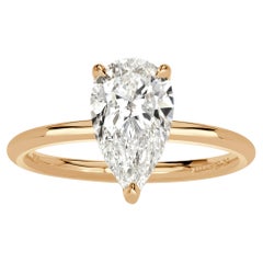 3 Carat Pear Diamond Ring Brilliant White 14K White Gold Everyday Royalty
