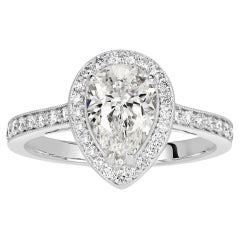 3 Quilates Anillo Diamante Pera Blanco Brillante Oro Blanco 14K Realeza Cotidiana