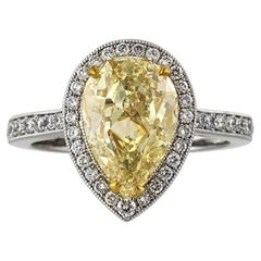 3 Carat Pear Diamond Ring Fancy Yellow 14K Gold Colour-Collector’s Treasure