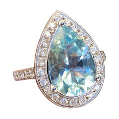 3 Carat Pear Shape Aquamarine Cocktail Engagement Ring