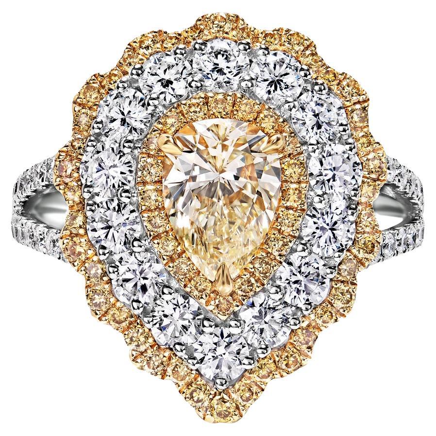 Bague de fiançailles en diamant en forme de poire de 3 carats certifiée Y