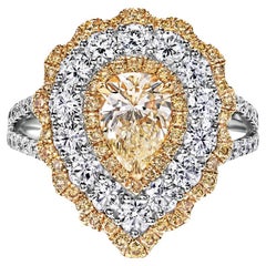 Bague de fiançailles en diamant en forme de poire de 3 carats certifiée Y