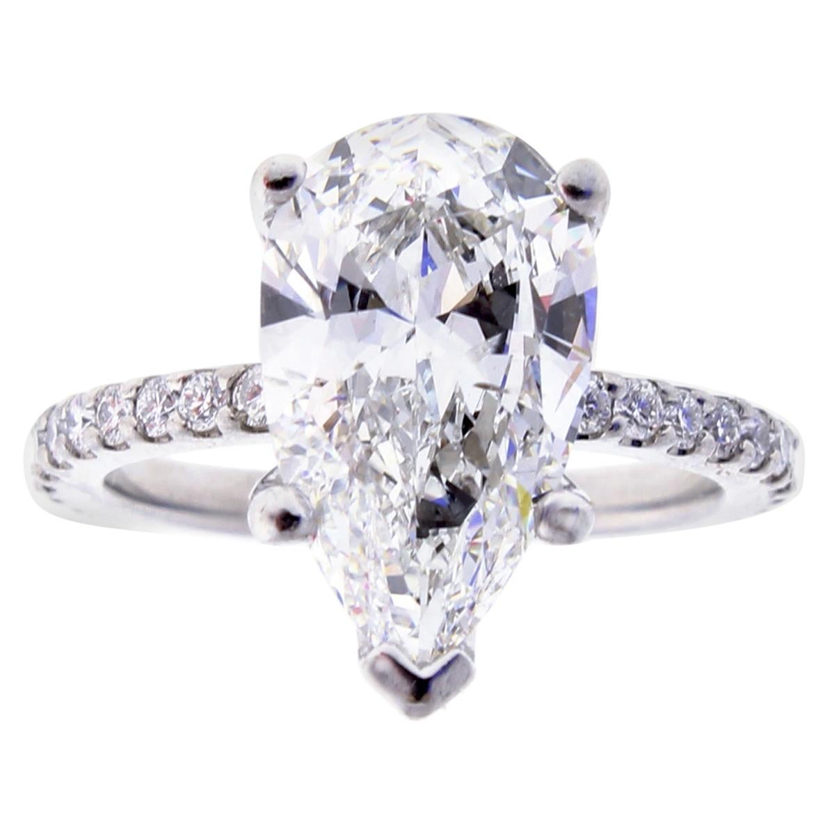 3 Carat Pear Shape Diamond Engagement Ring