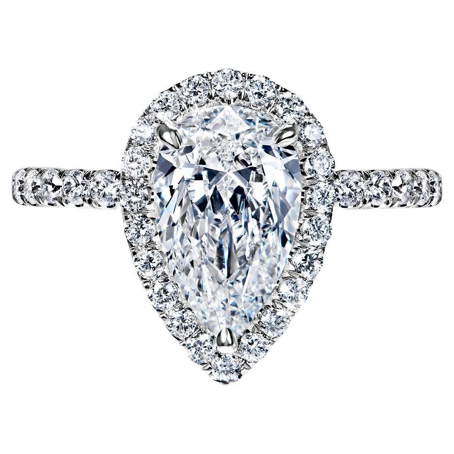 3 Carat Pear Shape Diamond Engagement Ring GIA Certified G IF For Sale