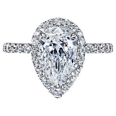 3 Carat Pear Shape Diamond Engagement Ring GIA Certified G IF