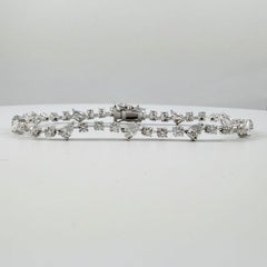 3 Carat Pear-Shaped and Round Diamond Fashion Bracelet in 14K White Gold
