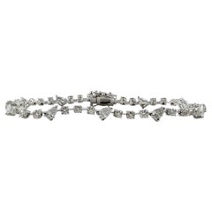 Bracelet fantaisie en or blanc 14 carats et diamants ronds de 3 carats en forme de poire