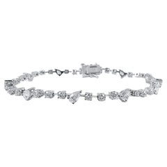 Bracciale fashion con diamanti rotondi e a forma di pera da 3 carati in oro bianco 14K